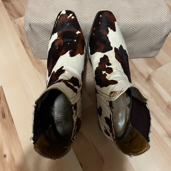Zara Calf Hair Cow Print Pull-on Booties 41 - Picture 3 of 11